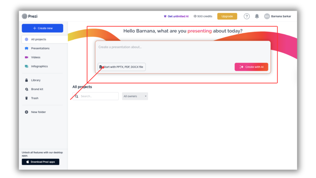 Prezi AI prompt_SlideSpeak