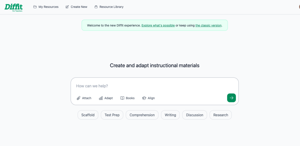 Diffit AI prompter for teachers