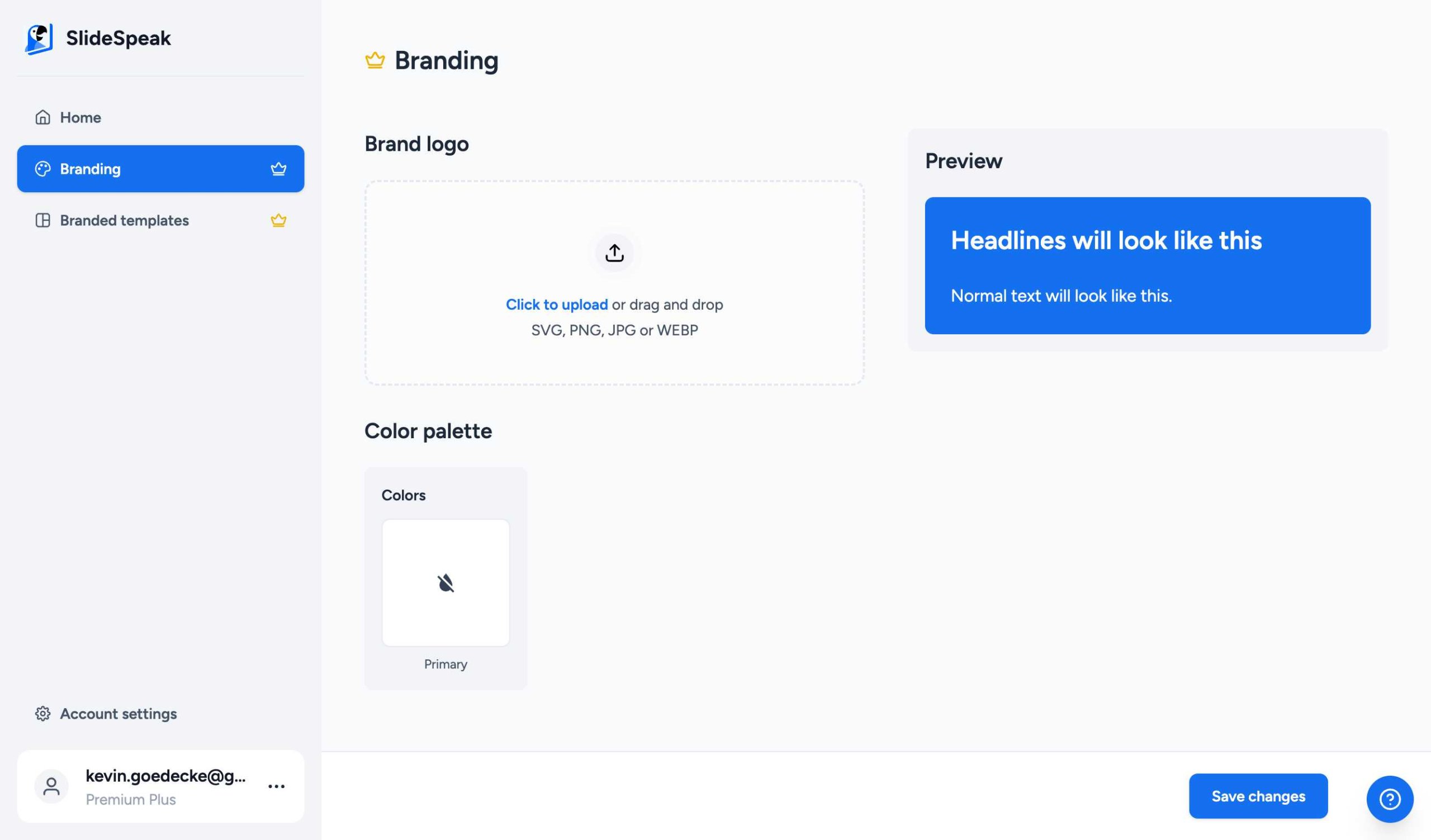 SlideSpeak Brand Settings Overview