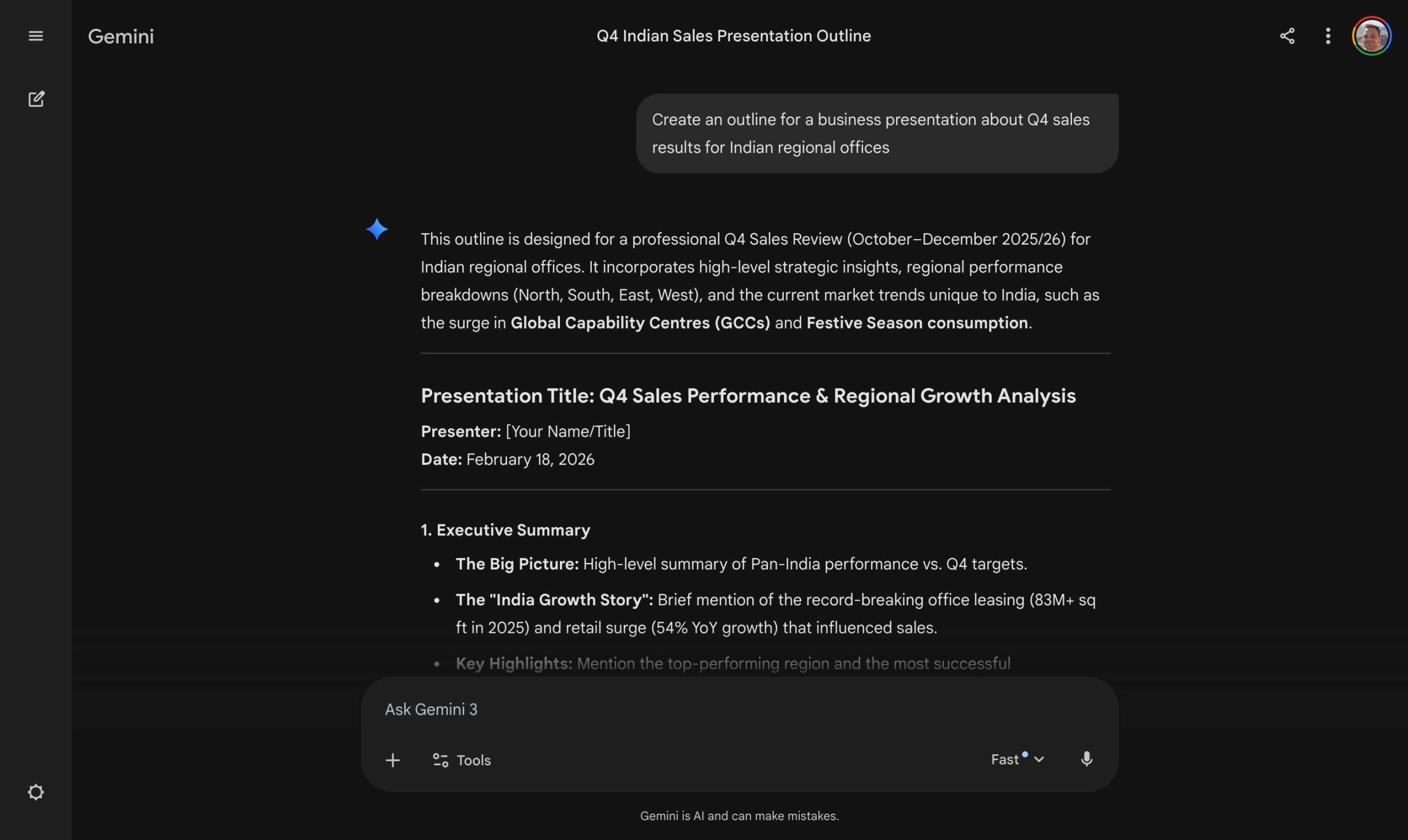 Gemini Creating Presentation Outline