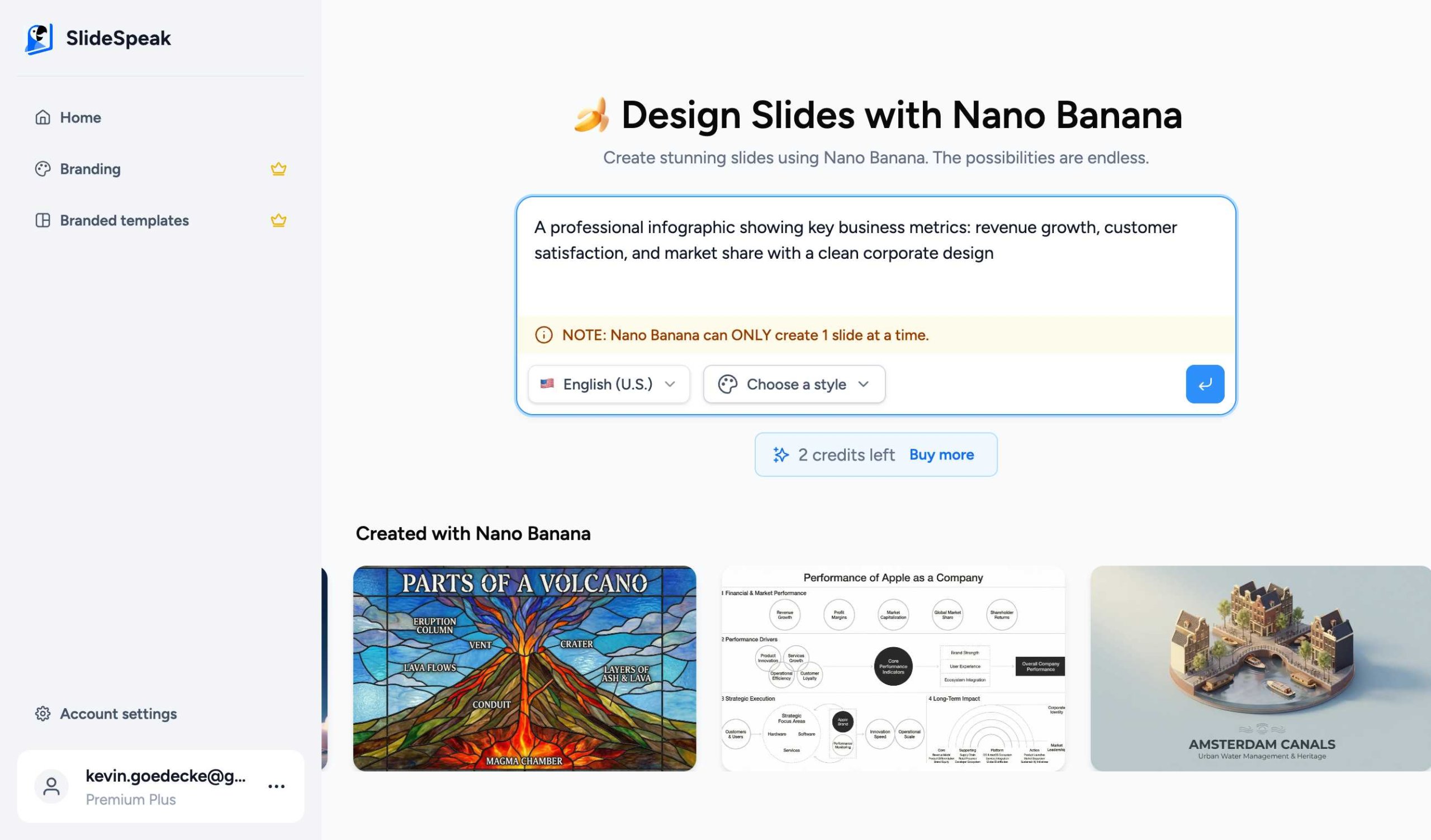 Entering a professional business infographic prompt