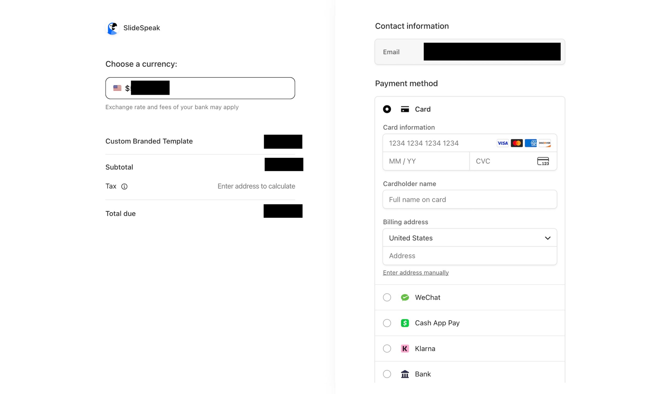 Stripe Payment for Custom Template Add-on