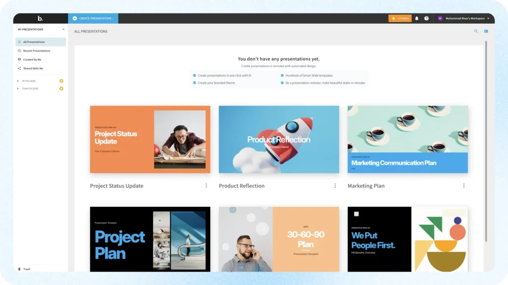 beautiful ai main dashboard