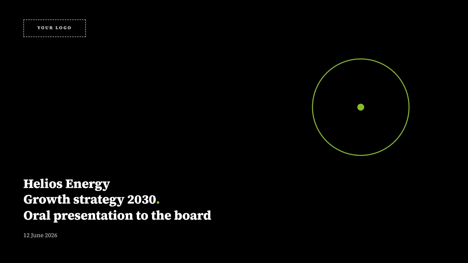 Deloitte-style presentation title slide, a black consulting deck design