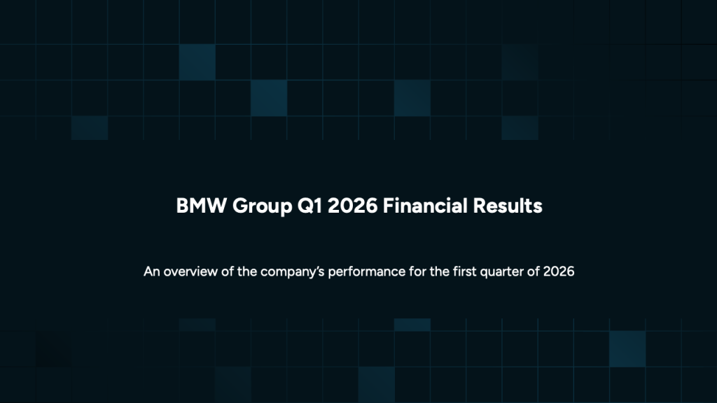 Cover slide of a BMW Group Q1 2026 financial results deck generated through Hermes Agent