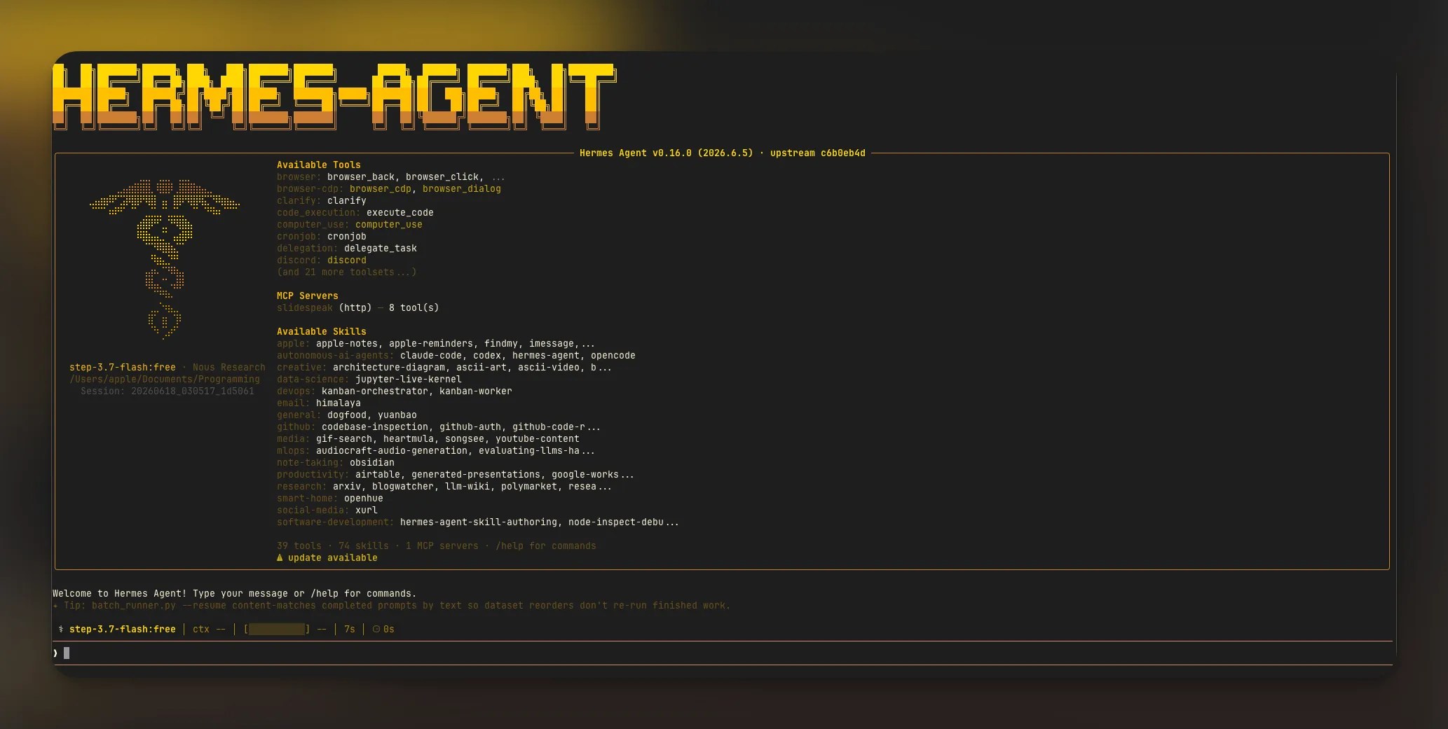 Hermes agent generating a presentation with SlideSpeak