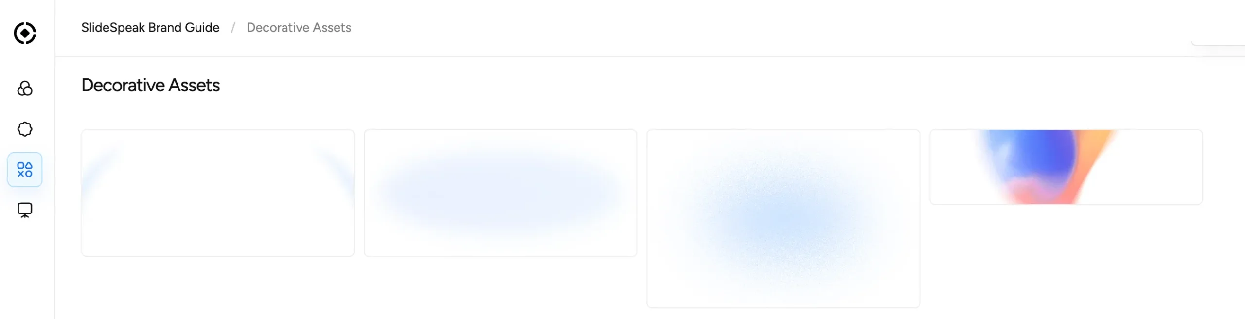 OnBrand dashboard showing approved SlideSpeak decorative brand imagery