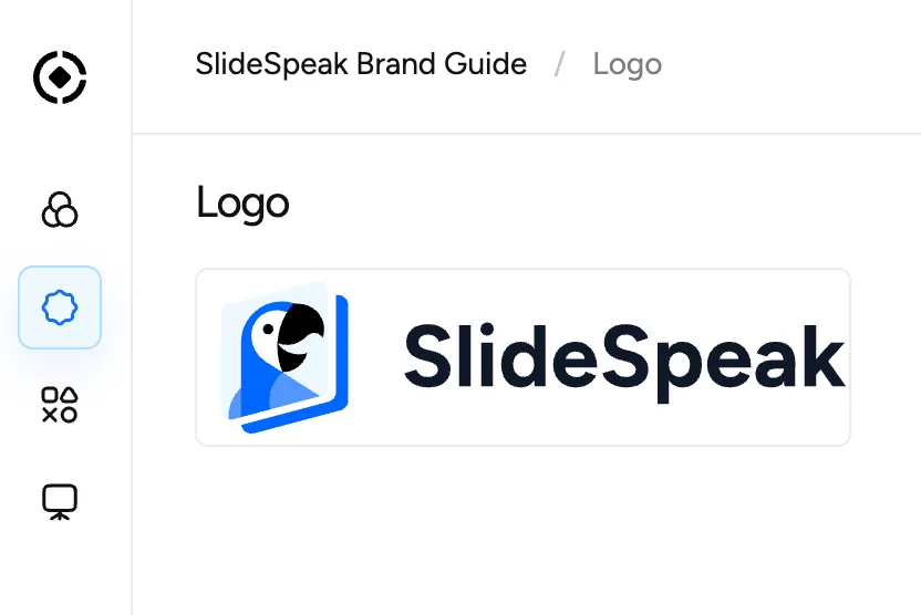 OnBrand dashboard showing the SlideSpeak brand logo asset