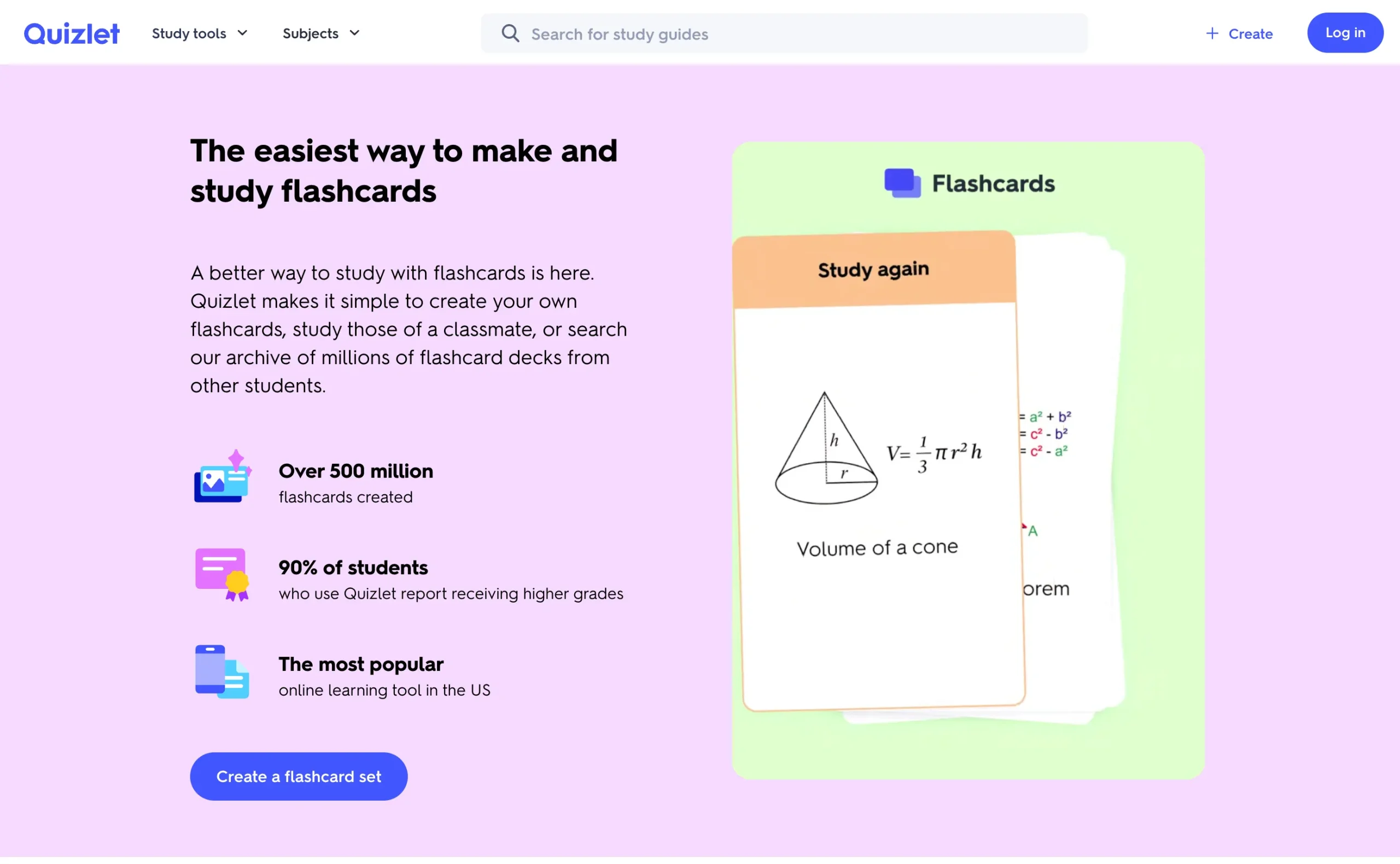 Quizlet homepage
