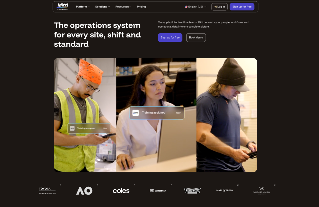 Mitti homepage, the operations system formerly known as SafetyCulture