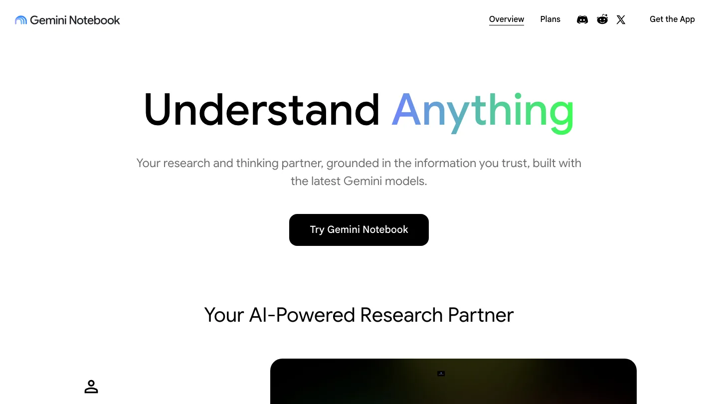 Gemini Notebook, formerly NotebookLM, headlined "Understand Anything"